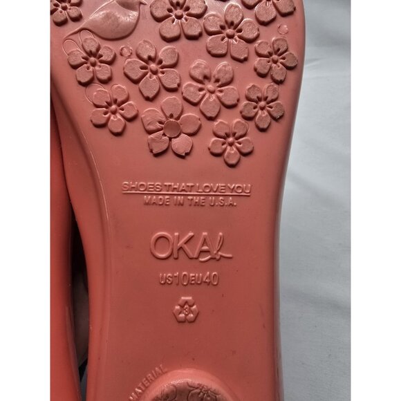 Oka B Women’s Coral Ballet Flats With Metal Accent Flower Rubber Shoes Size 10 - Picture 4 of 10